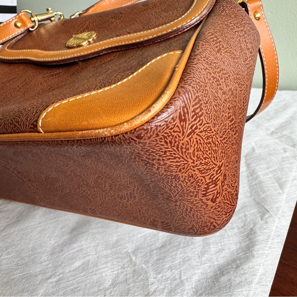 Nina Ricci Two-Tone Brown & Tan Leather Top-Handle Satchel with Shoulder Strap - Picture 11 of 12